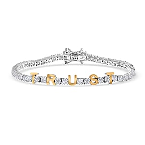 D'Joy Moissanite 5.40 ctw TRUST Bracelet in 14K YG and Rhodium Over Sterling Silver (7.25 In)