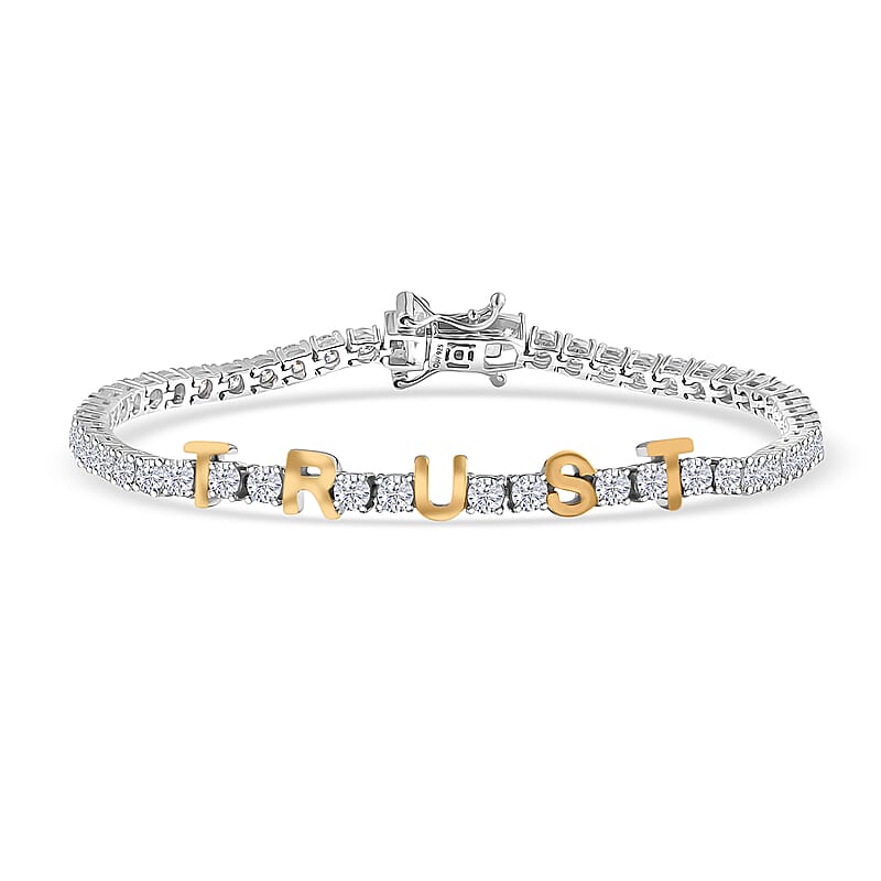 D'Joy Moissanite 5.40 ctw TRUST Bracelet in 14K YG and Rhodium Over Sterling Silver (7.25 In)