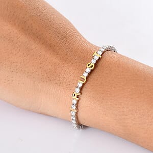 D'Joy Moissanite 5.40 ctw TRUST Bracelet in 14K YG and Rhodium Over Sterling Silver (7.25 In)