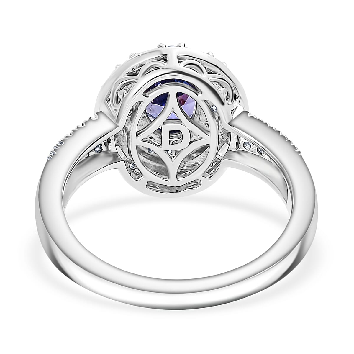 D'Joy Premium Tanzanite and Moissanite 1.70 ctw Ring in Rhodium Over Sterling Silver (Size  10.0) image number 4