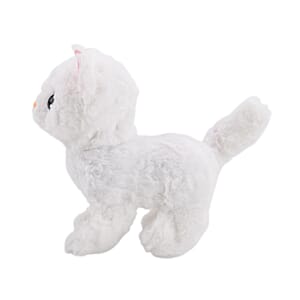 Livmore White Walking Plush Cat Toy (2xAA Battery Not Included)