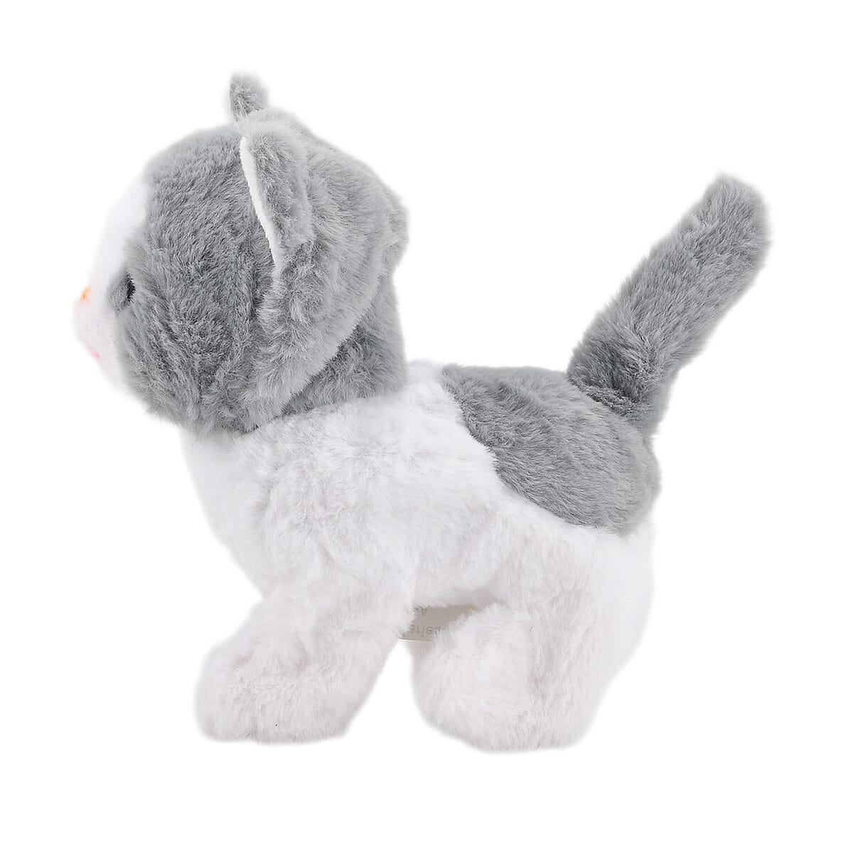 Livmore Gray and White Walking Plush Cat Toy (2xAA Battery Not Included) image number 2