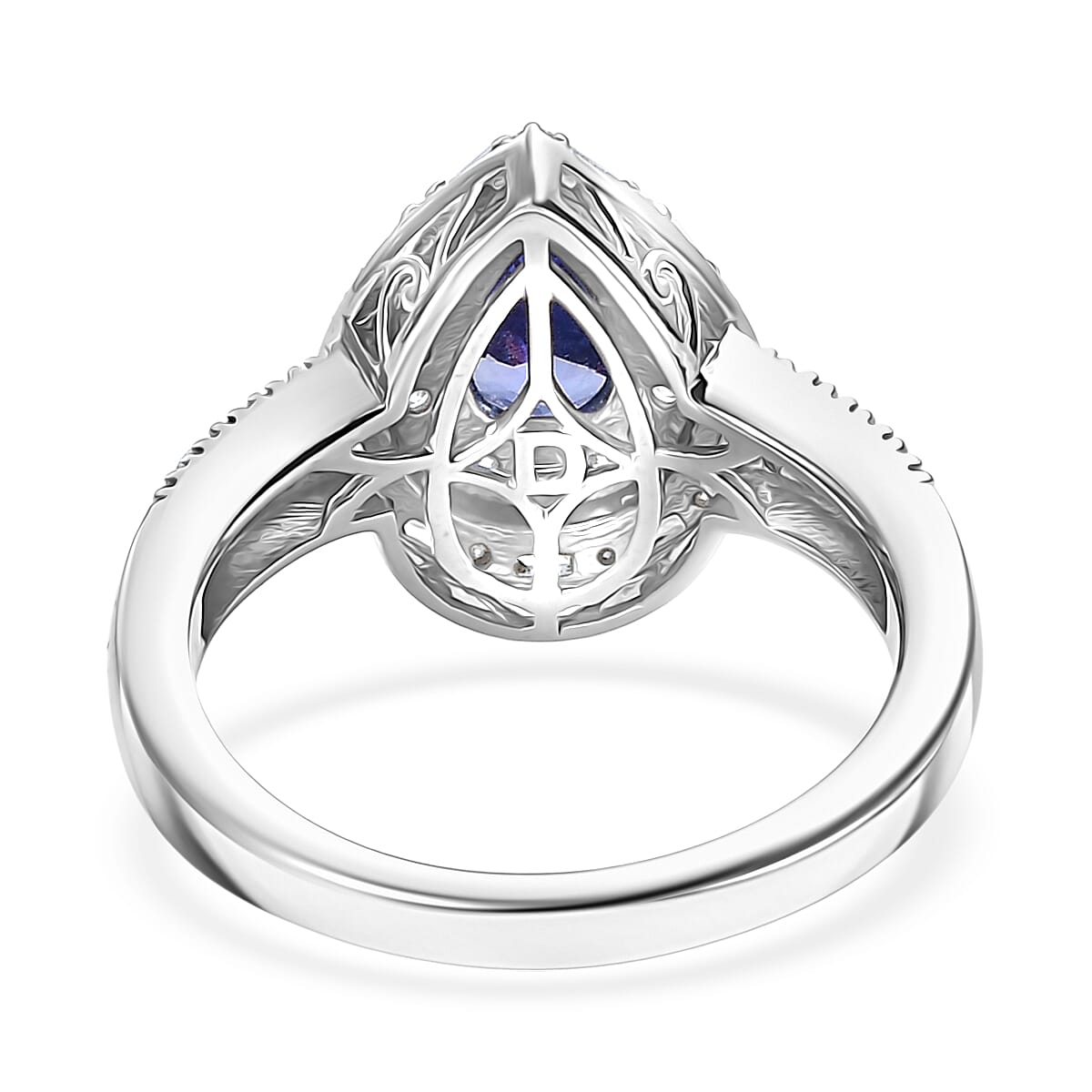 D'Joy Premium Tanzanite and Moissanite 1.65 ctw Galaxy Ring in Rhodium Over Sterling Silver (Size 6.0) image number 4