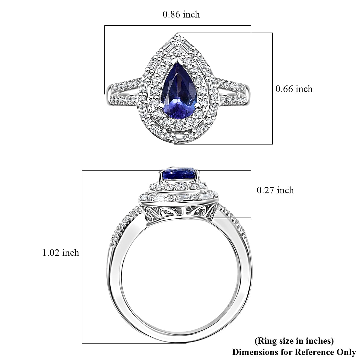 D'Joy Premium Tanzanite and Moissanite 1.65 ctw Galaxy Ring in Rhodium Over Sterling Silver (Size 6.0) image number 5