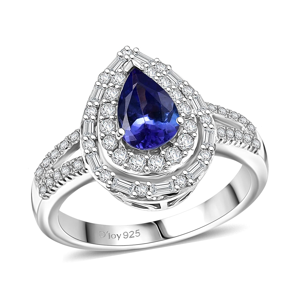 D'Joy Premium Tanzanite and Moissanite 1.65 ctw Galaxy Ring in Rhodium Over Sterling Silver (Size 7.0) image number 0