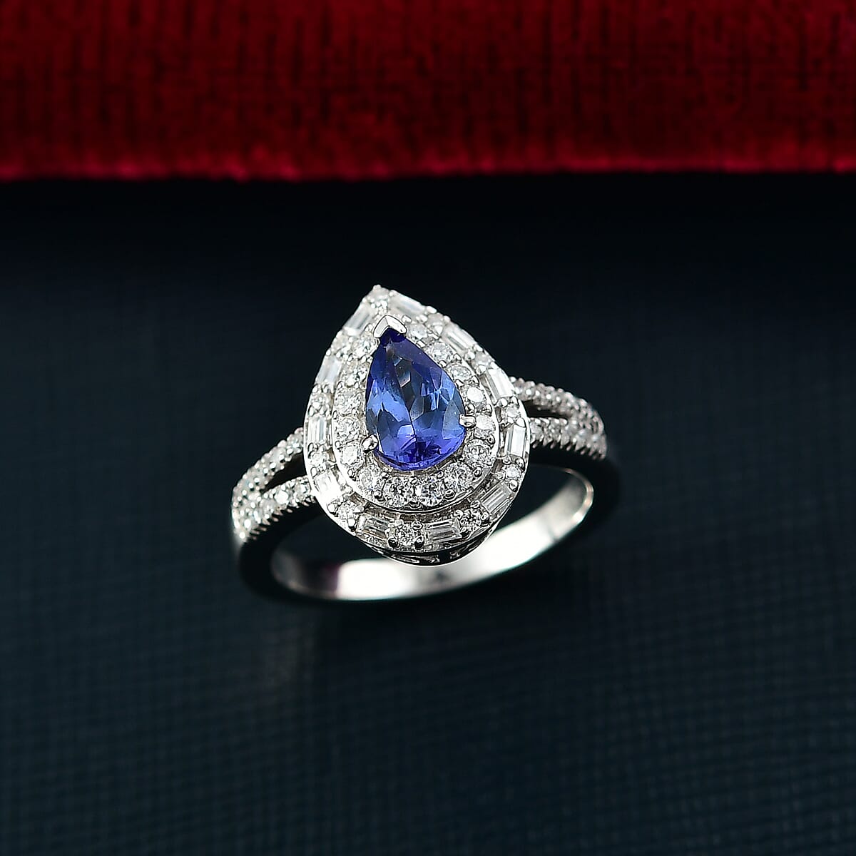 D'Joy Premium Tanzanite and Moissanite 1.65 ctw Galaxy Ring in Rhodium Over Sterling Silver (Size 7.0) image number 1