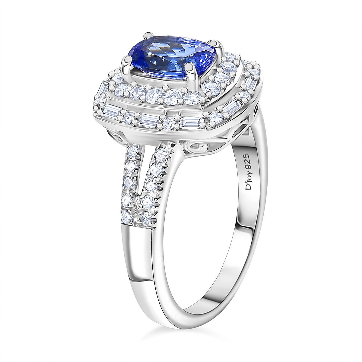 D'Joy Premium Tanzanite and Moissanite 1.65 ctw Galaxy Ring in Rhodium Over Sterling Silver (Size 10.0) image number 3