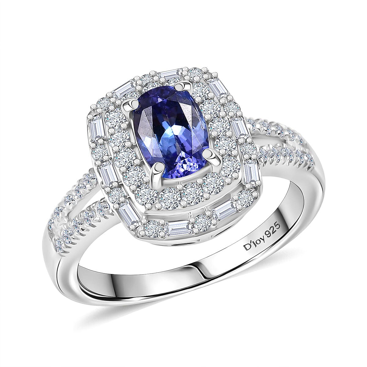 D'Joy Premium Tanzanite and Moissanite 1.65 ctw Galaxy Ring in Rhodium Over Sterling Silver (Size 6.0) image number 0