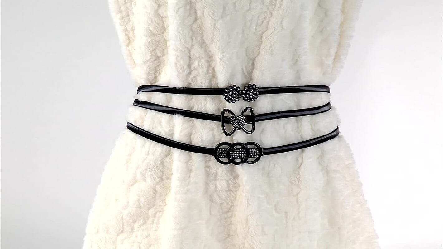 Tamsy Black Heart Set of 3 Belt (25.59")