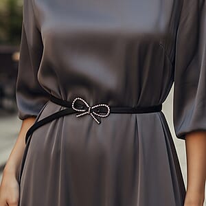 Tamsy Set of 2 Bow and Infinity Shape Charm Belt - Black