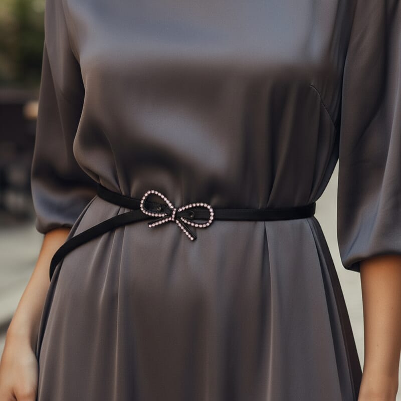 La Marey Set of 2 Bow and Infinity Shape Charm Belt - Black