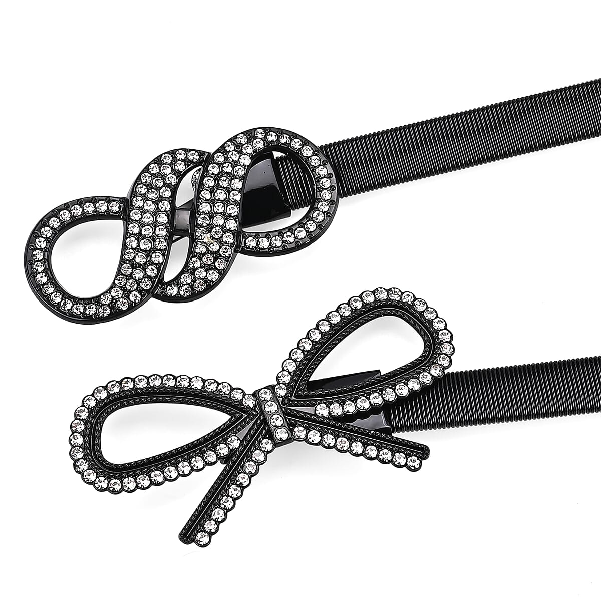 Tamsy Set of 2 Bow and Infinity Shape Charm Belt - Black image number 2