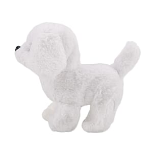 Livmore White Walking Plush Dog Toy (2xAA Battery Not Included)