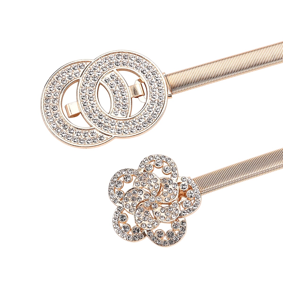 Tamsy Set of 2 Duo Circle and Floral Shape Charm Belt - Gold image number 2