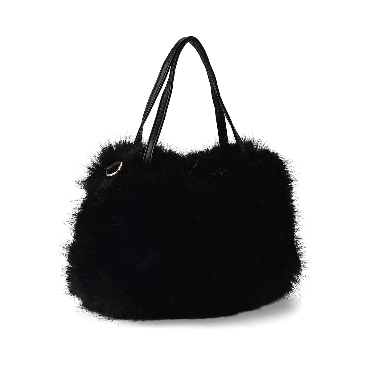 Doorbuster Tamsy Black Solid Bucket Fur Hat Set with Bag (9.45×7.09) image number 3