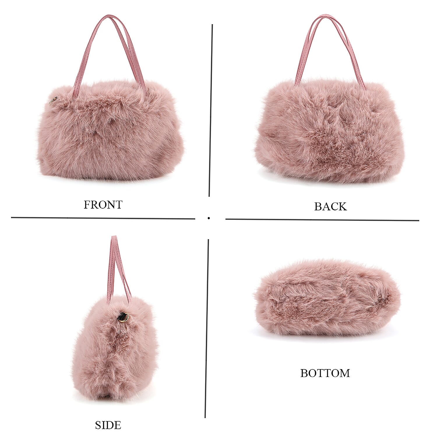 Tamsy Pink Solid Bucket Fur Hat Set with Bag