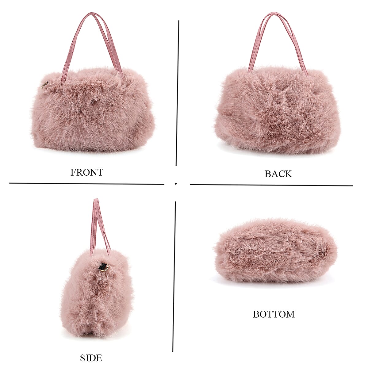 Doorbuster Tamsy Pink Solid Bucket Fur Hat Set with Bag image number 1