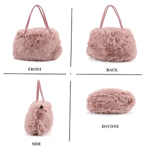 Doorbuster Tamsy Pink Solid Bucket Fur Hat Set with Bag