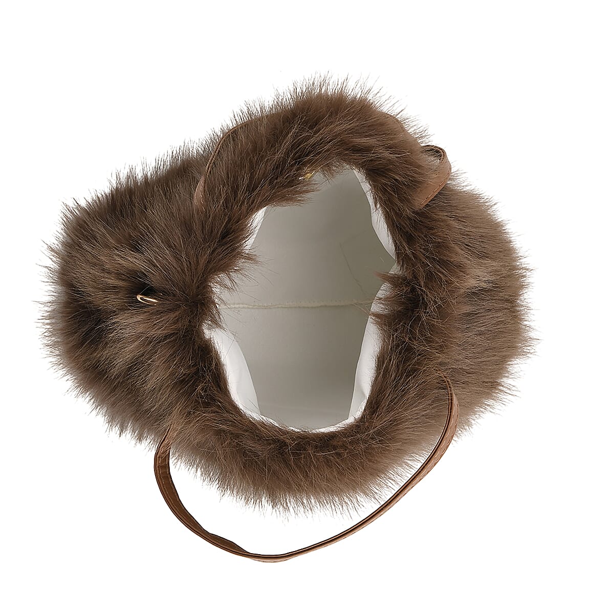  Tamsy Brown Solid Bucket Fur Hat Set with Bag image number 2