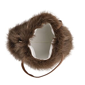 Tamsy Brown Solid Bucket Fur Hat Set with Bag