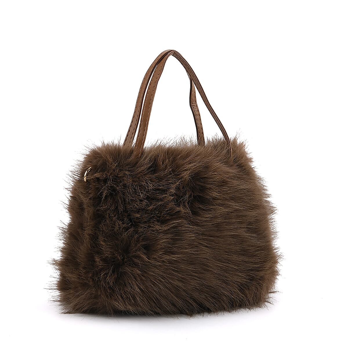  Tamsy Brown Solid Bucket Fur Hat Set with Bag image number 3