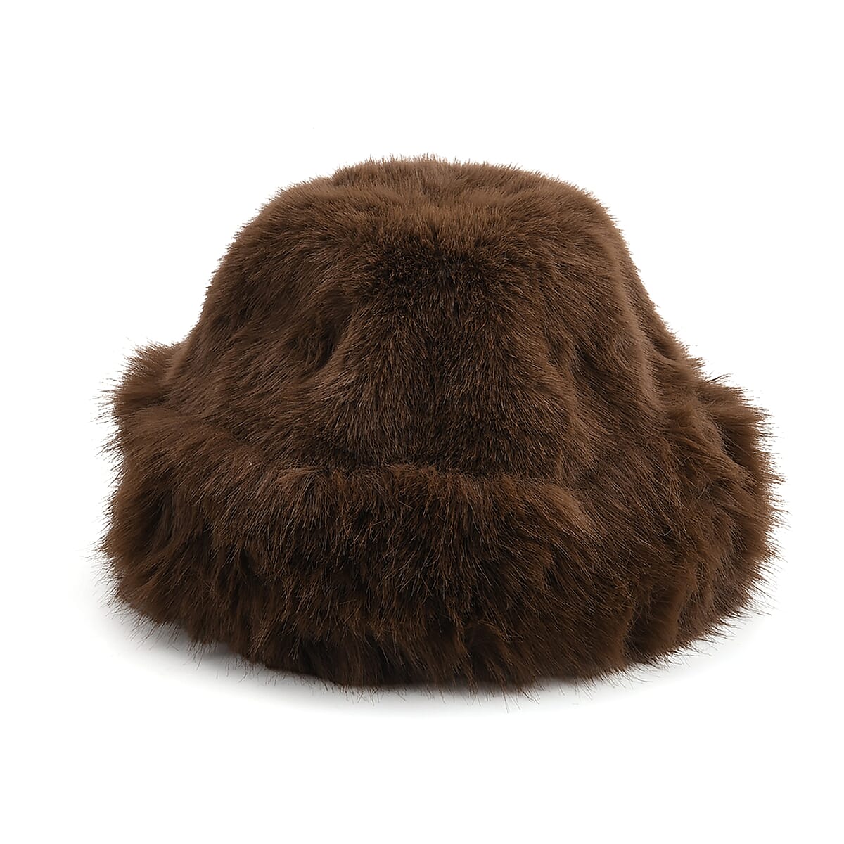  Tamsy Brown Solid Bucket Fur Hat Set with Bag image number 4