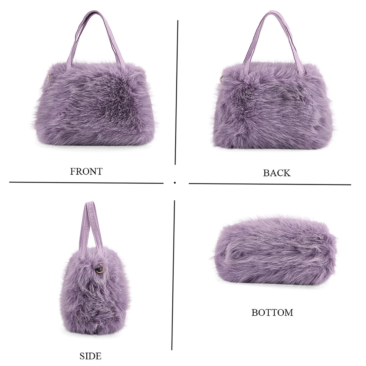  Tamsy Purple Solid Bucket Fur Hat Set with Bag image number 1
