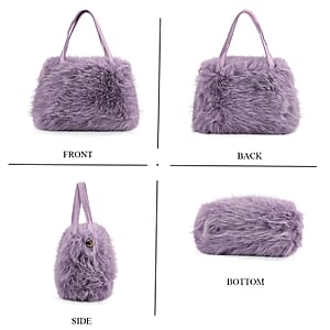  Tamsy Purple Solid Bucket Fur Hat Set with Bag