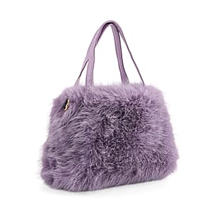  Tamsy Purple Solid Bucket Fur Hat Set with Bag