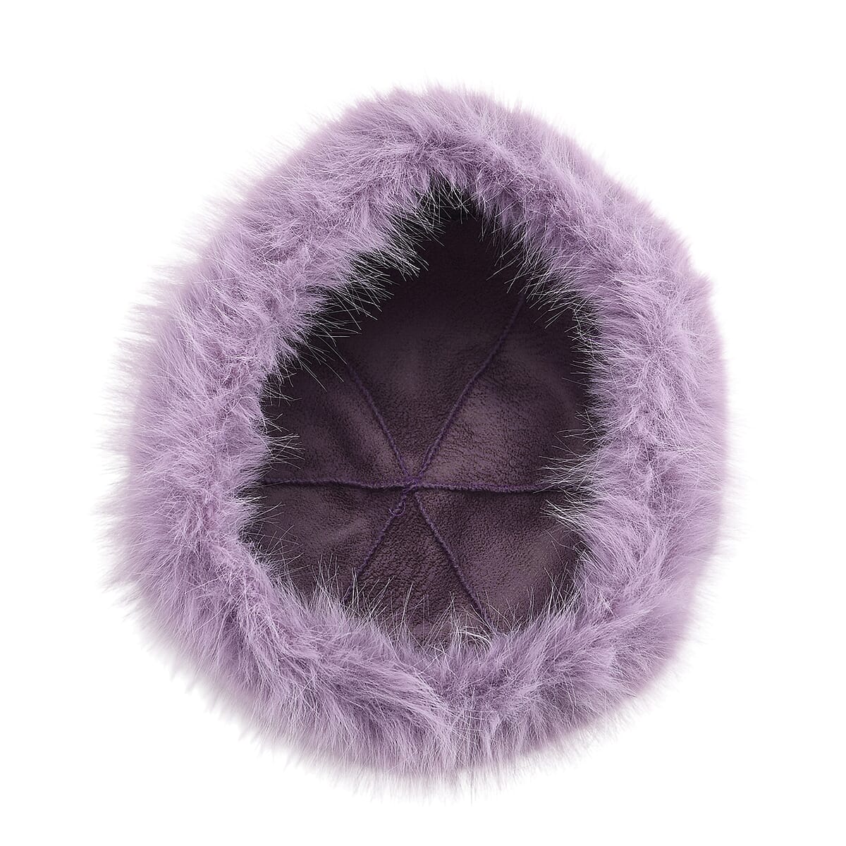  Tamsy Purple Solid Bucket Fur Hat Set with Bag image number 5