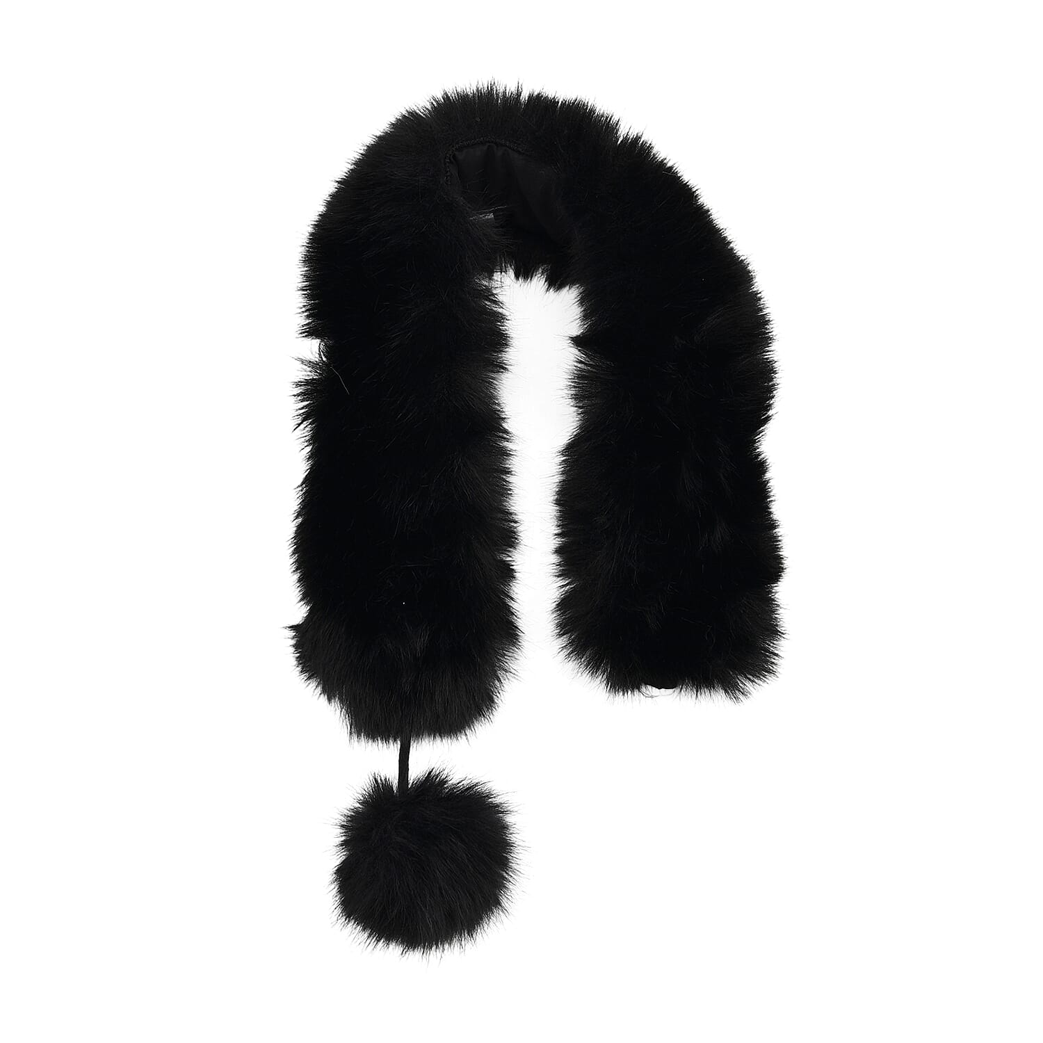 Tamsy Black 3 Piece Set of Printed Round Hat, Scarf and Fur Bag