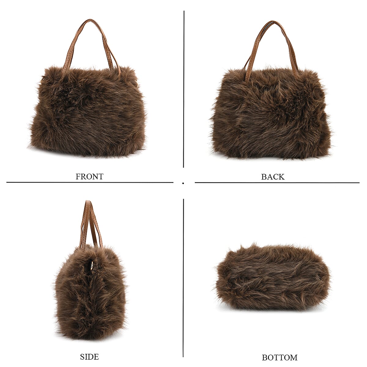 Tamsy Brown 3 Piece Set of Printed Round Hat, Scarf and Fur Bag  image number 2