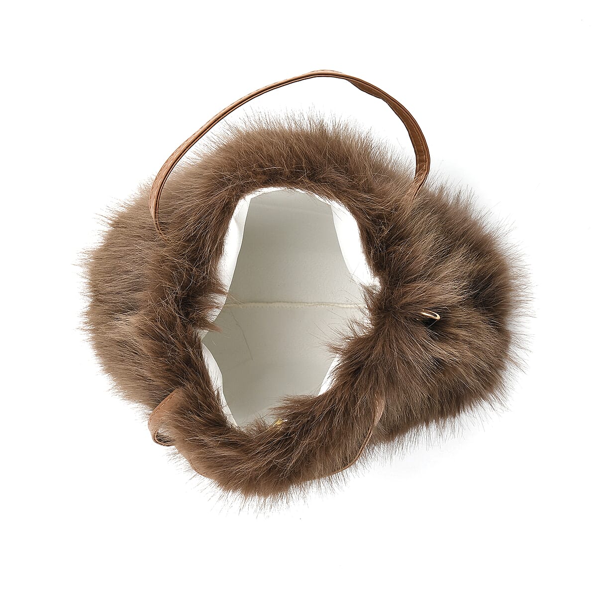 Tamsy Brown 3 Piece Set of Printed Round Hat, Scarf and Fur Bag  image number 3