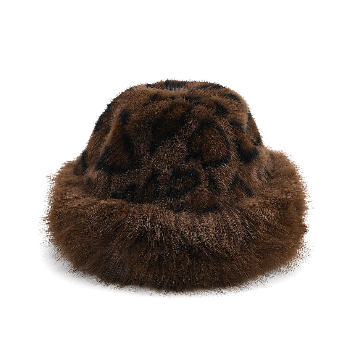 Tamsy Brown 3 Piece Set of Printed Round Hat, Scarf and Fur Bag  image number 4