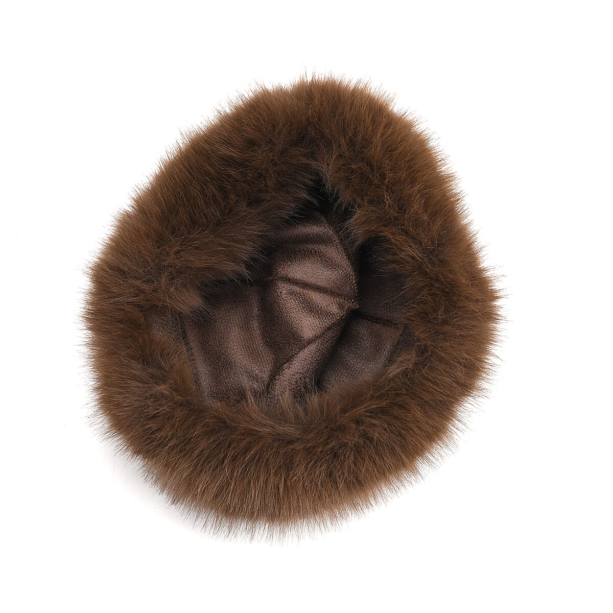 Tamsy Brown 3 Piece Set of Printed Round Hat, Scarf and Fur Bag  image number 5