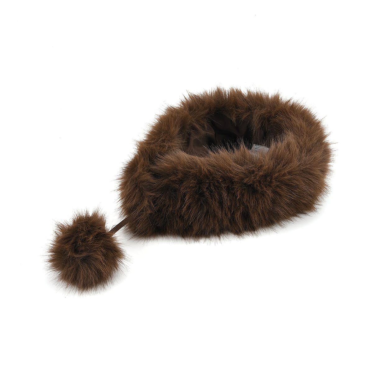 Tamsy Brown 3 Piece Set of Printed Round Hat, Scarf and Fur Bag  image number 7