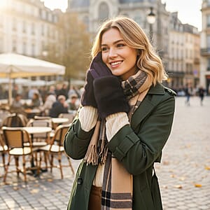 Tamsy Dark Purple Faux Fur Gloves with Screen Touch Function