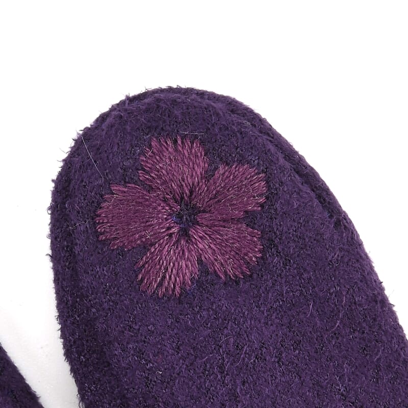 Tamsy Dark Purple Faux Fur Gloves with Screen Touch Function