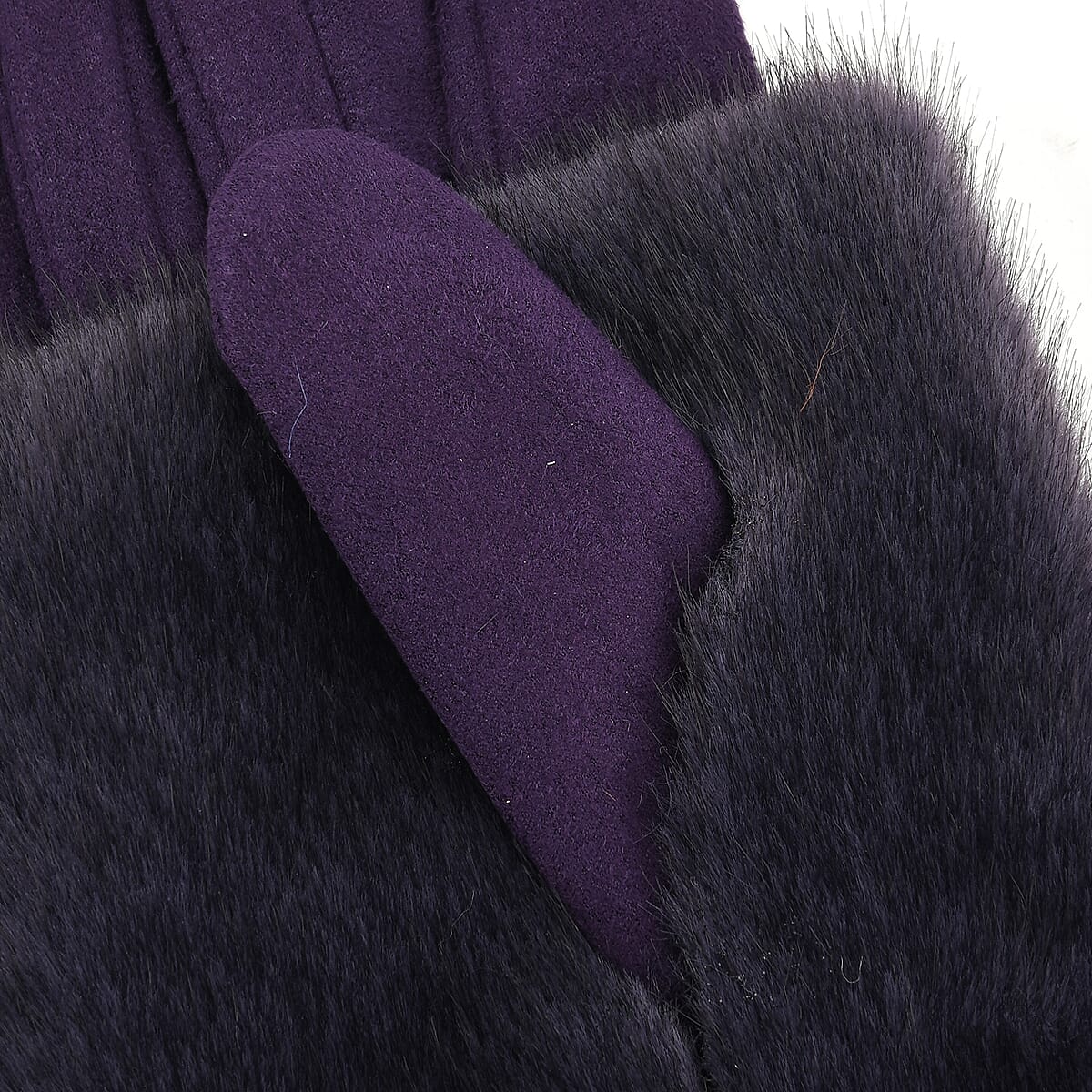 Tamsy Dark Purple Faux Fur Gloves with Screen Touch Function image number 5