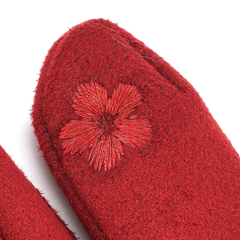 Tamsy Wine Faux Fur Gloves with Screen Touch Function