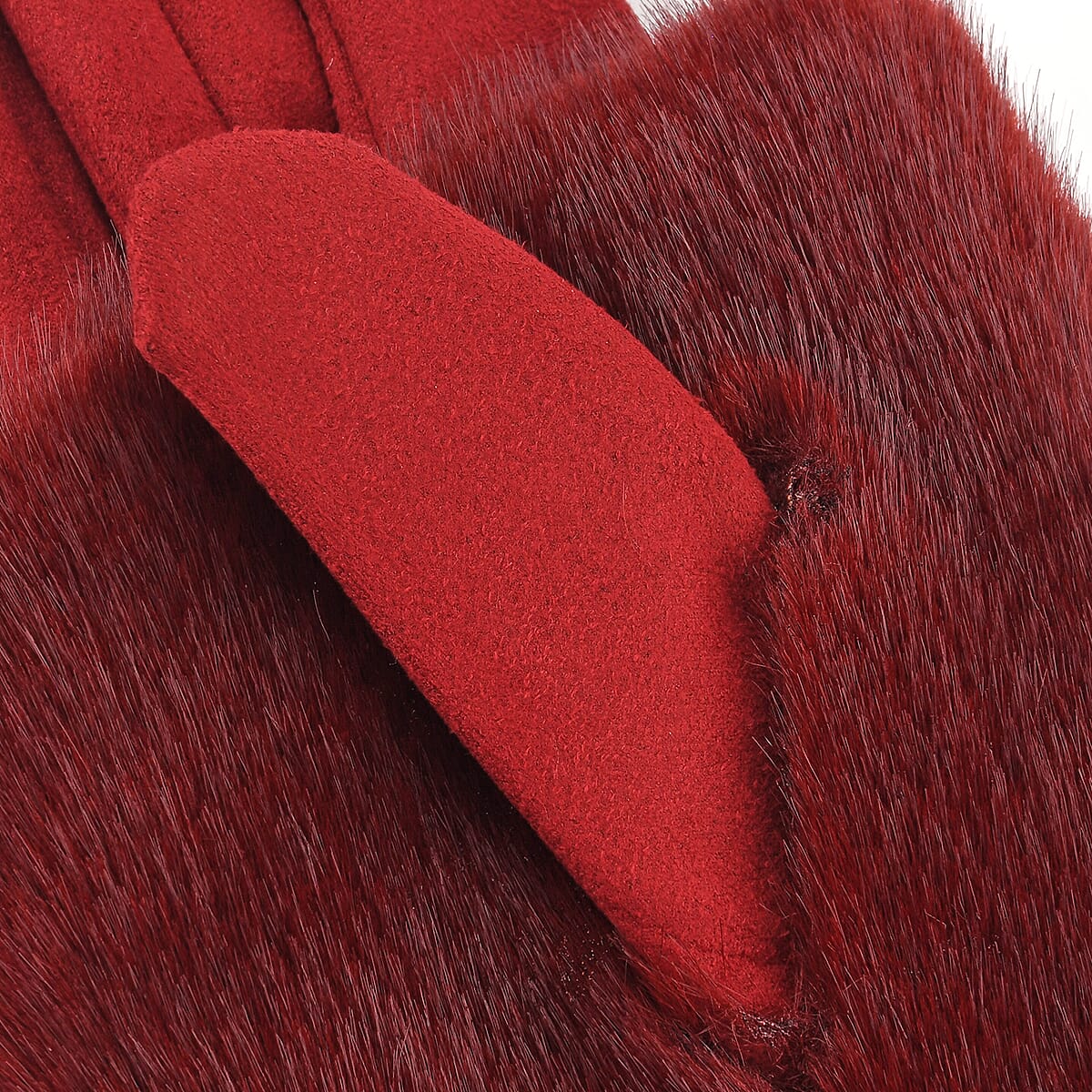 Tamsy Wine Faux Fur Gloves with Screen Touch Function image number 5