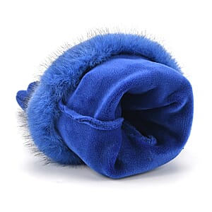 Tamsy Blue Faux Fur Gloves with Screen Touch Function