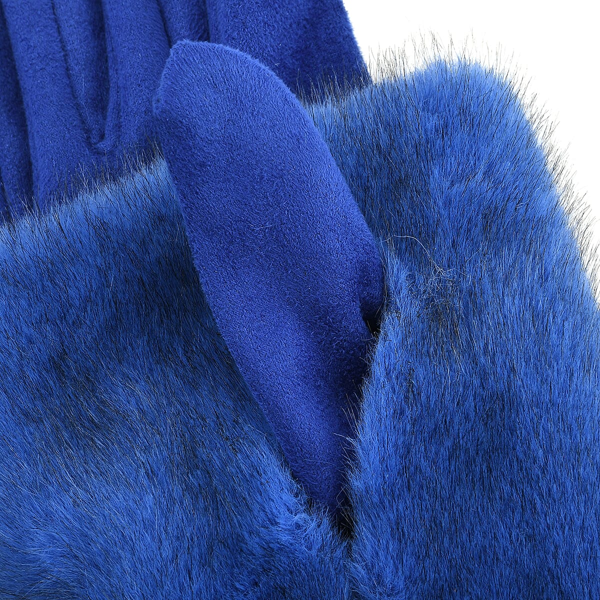 Tamsy Blue Faux Fur Gloves with Screen Touch Function image number 5