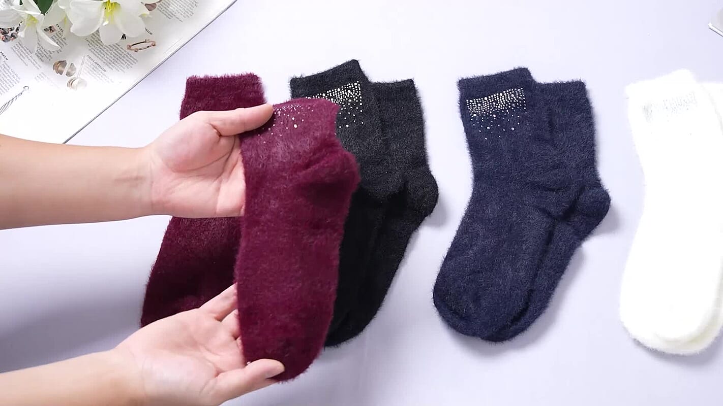 Tamsy Beige Polyester, Crystal Set of 4 Pair Socks