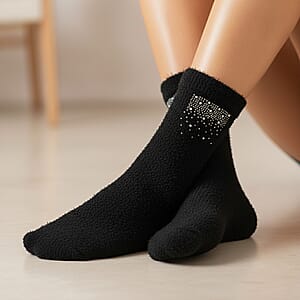 Tamsy Beige Polyester, Crystal Set of 4 Pair Socks