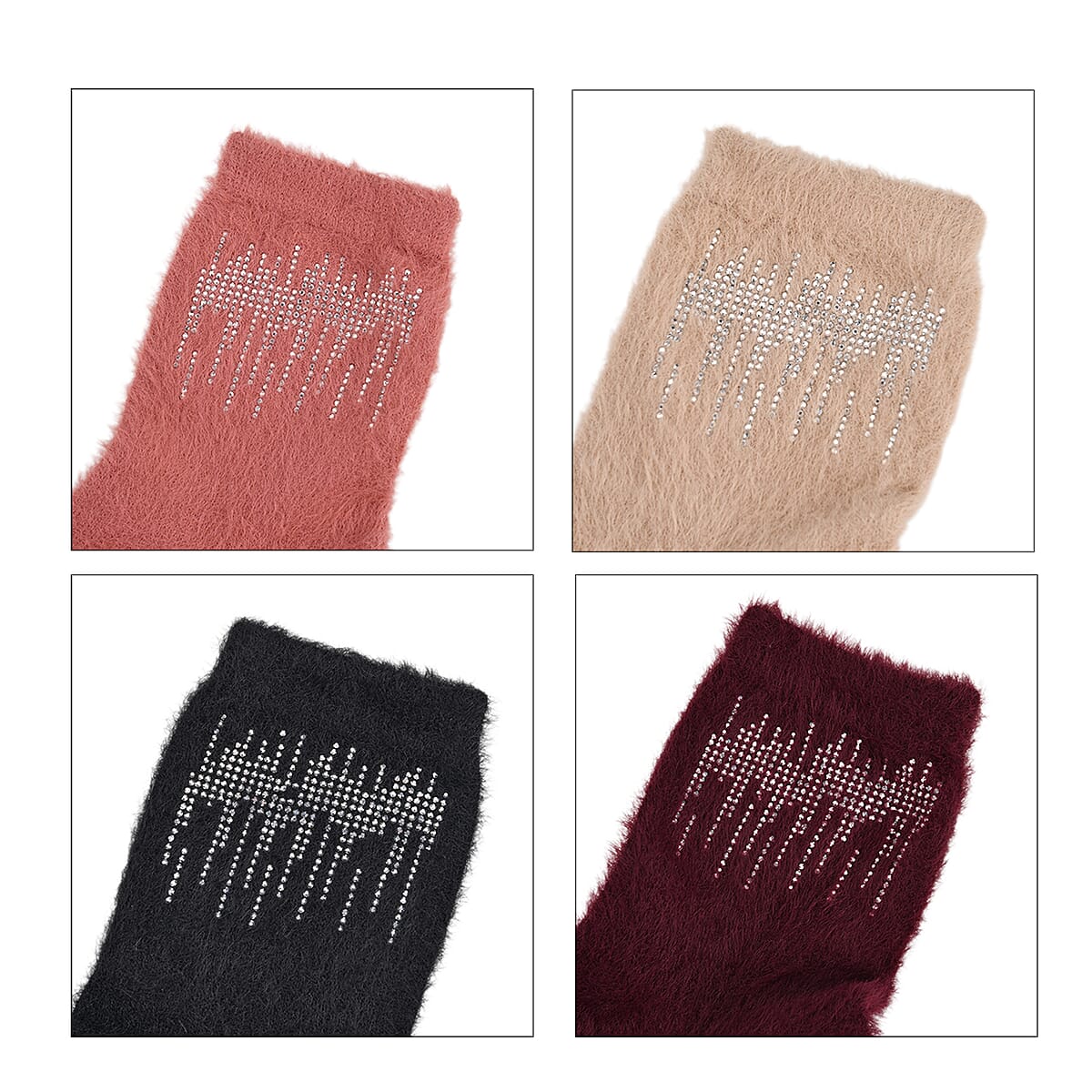 Tamsy Beige Polyester, Crystal Set of 4 Pair Socks image number 5