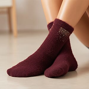 Tamsy Black Polyester, Crystal Set of 4 Pair Socks