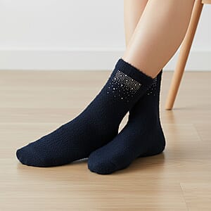 Tamsy Black Polyester, Crystal Set of 4 Pair Socks