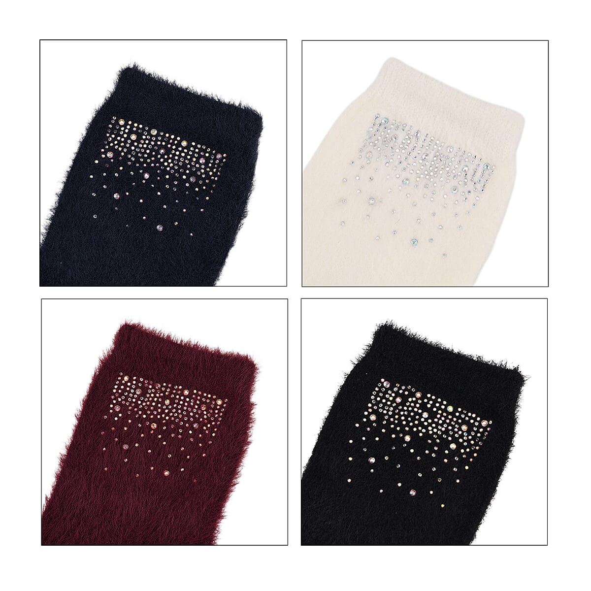 Tamsy Black Polyester, Crystal Set of 4 Pair Socks image number 5