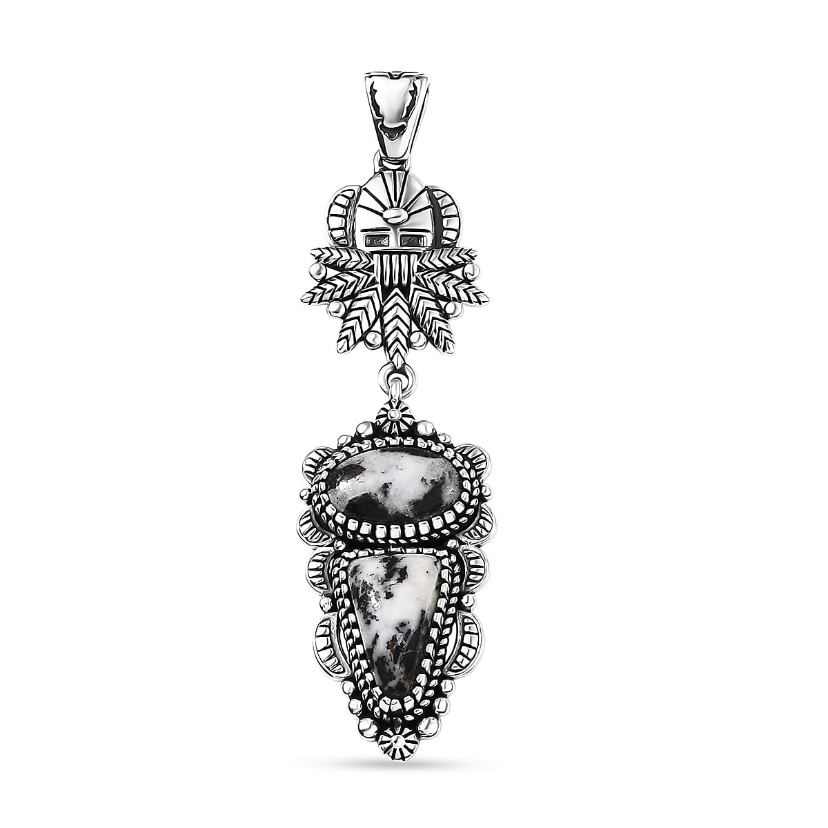 D'Joy Artisan Crafted White Buffalo 4.40 ctw Fancy Pendant without Chain in Sterling Silver  image number 0